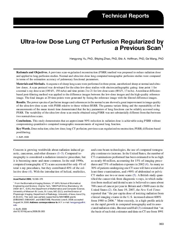 (PDF) Ultra-low Dose Lung CT Perfusion Regularized by a Previous Scan