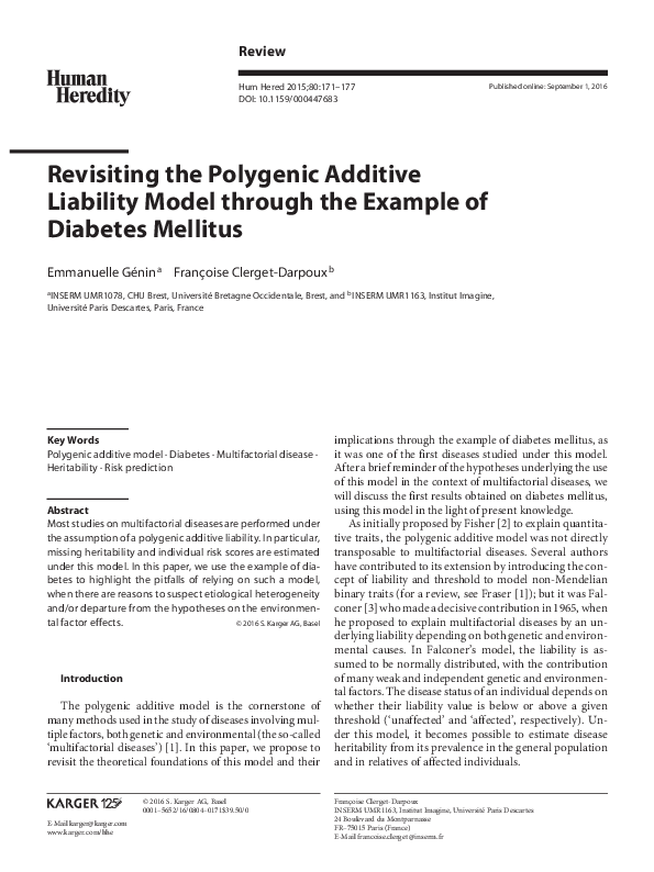 (PDF) Revisiting the Polygenic Additive Liability Model through the ...