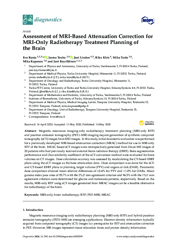 (PDF) Assessment of MRI-Based Attenuation Correction for MRI-Only ...
