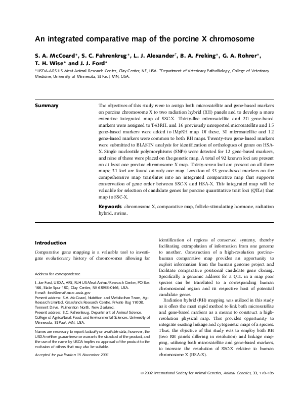 (PDF) An integrated comparative map of the porcine X chromosome