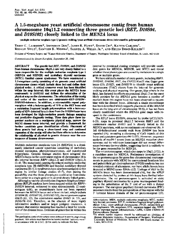 (PDF) A 1.5-Megabase Yeast Artificial Chromosome Contig From Human ...