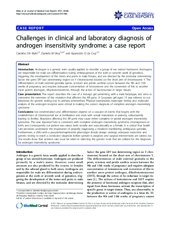 (PDF) Challenges in clinical and laboratory diagnosis of androgen ...