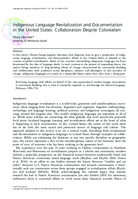 (PDF) Indigenous Language Revitalization and Documentation in the ...