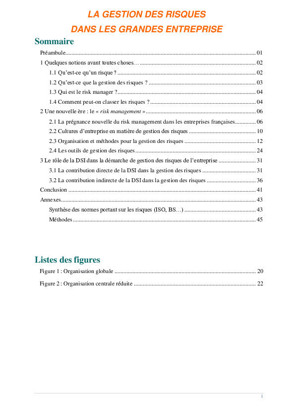 (PDF) LA GESTION DES RISQUES