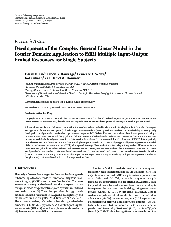 (PDF) Development of the Complex General Linear Model in the Fourier ...