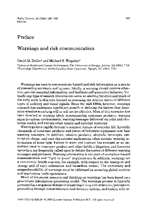 (PDF) Warnings and risk communication