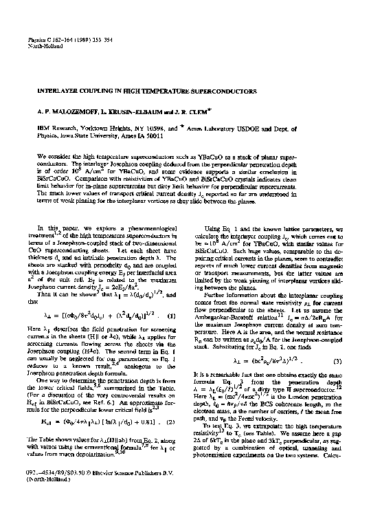 (PDF) Interlayer coupling in high temperature superconductors