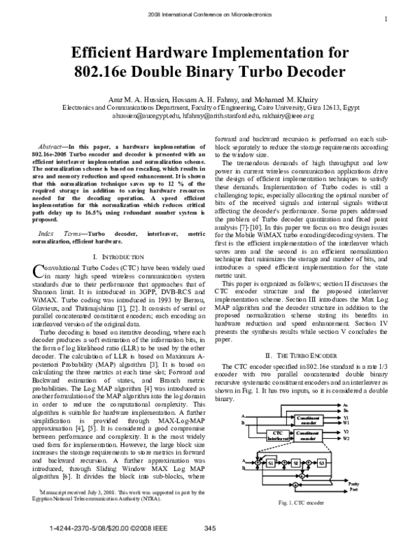 (PDF) Efficient hardware implementation for 802.16e double binary Turbo ...