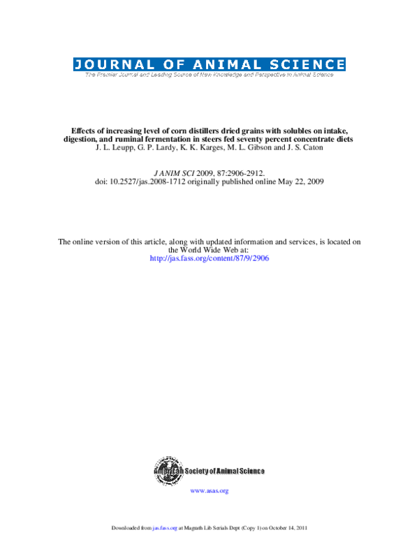 (PDF) Effects of increasing level of corn distillers dried grains with ...