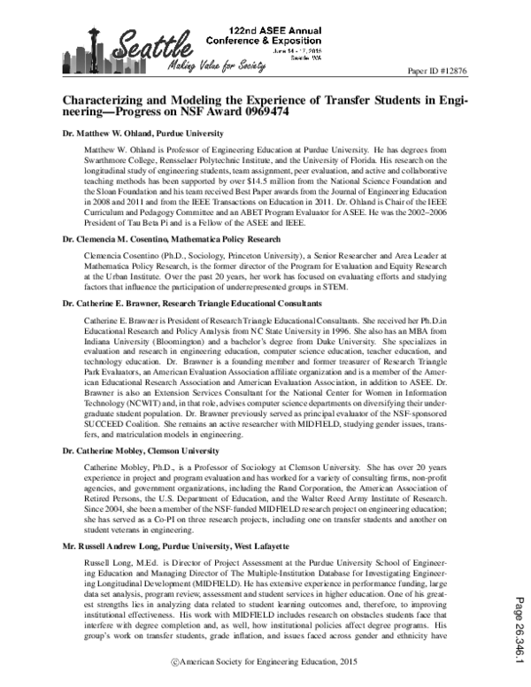 (PDF) Characterizing and Modeling the Experience of Transfer Students ...