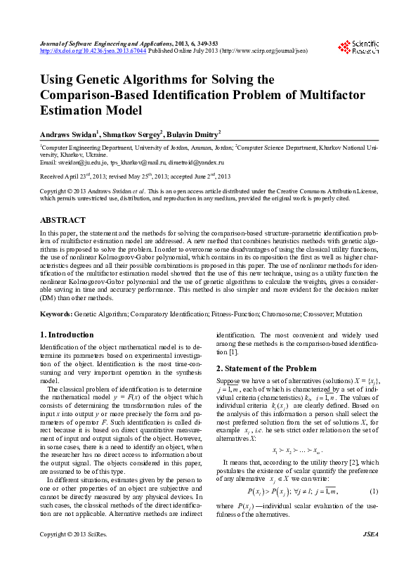(PDF) Using Genetic Algorithms for Solving the Comparison-Based ...