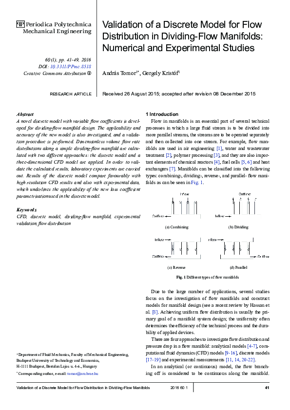 (PDF) Validation of a Discrete Model for Flow Distribution in Dividing ...