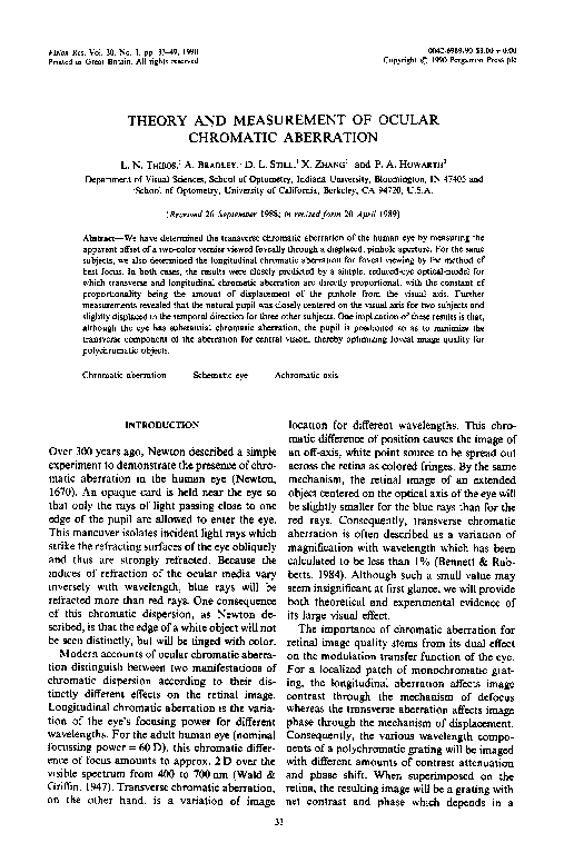 (PDF) Theory and measurement of ocular chromatic aberration