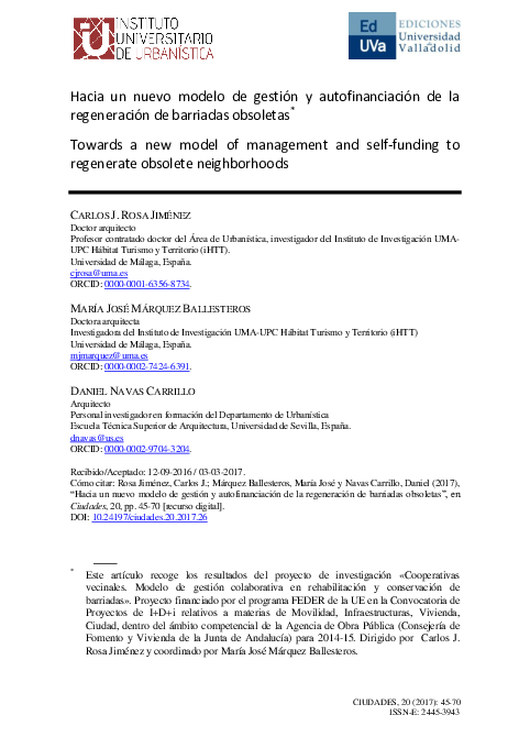 (PDF) Hacia un nuevo modelo de gestión y autofinanciación de la ...