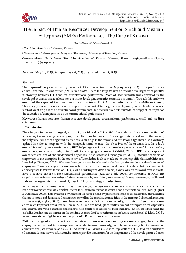 (PDF) The Impact of Human Resources Development on Small and Medium ...