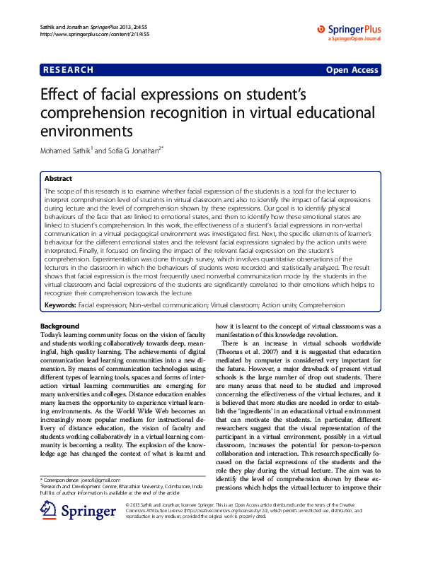 (PDF) Effect of facial expressions on student’s comprehension ...