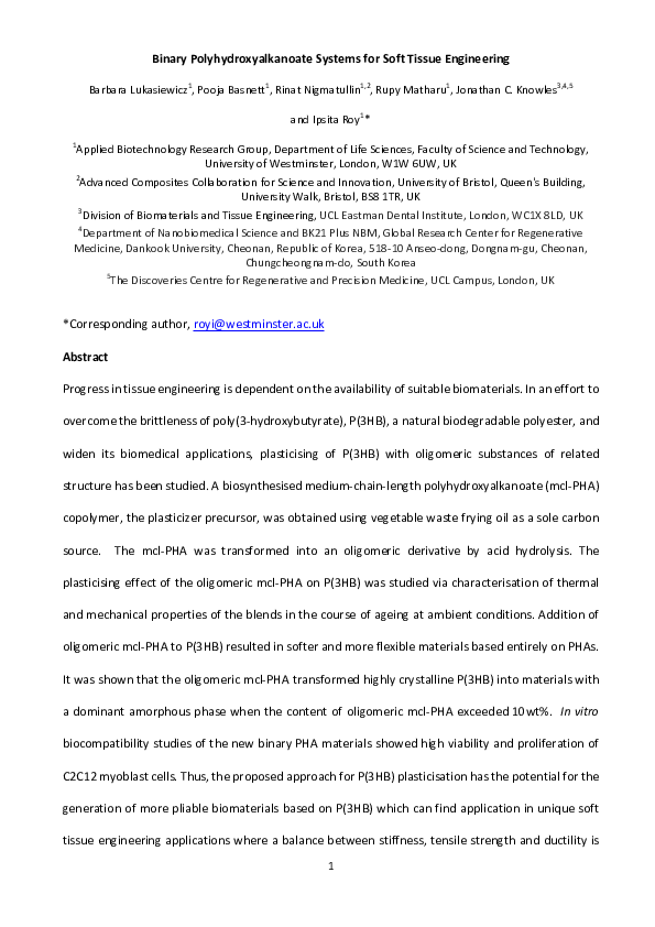 (PDF) Binary polyhydroxyalkanoate systems for soft tissue engineering