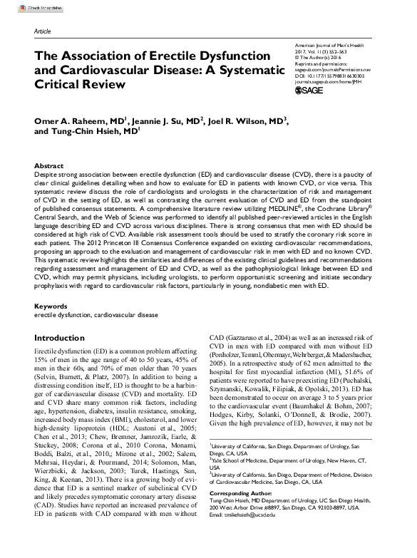 (PDF) The Association of Erectile Dysfunction and Cardiovascular ...