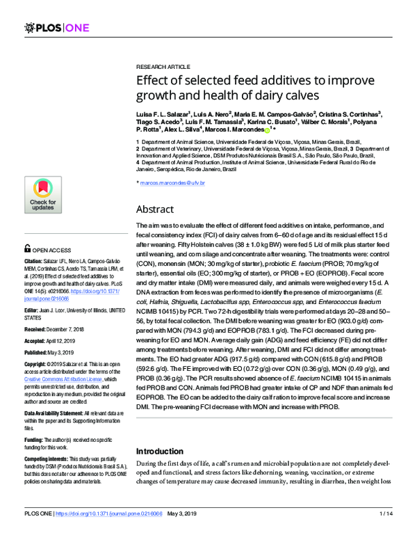 (PDF) Effect of selected feed additives to improve growth and health of ...