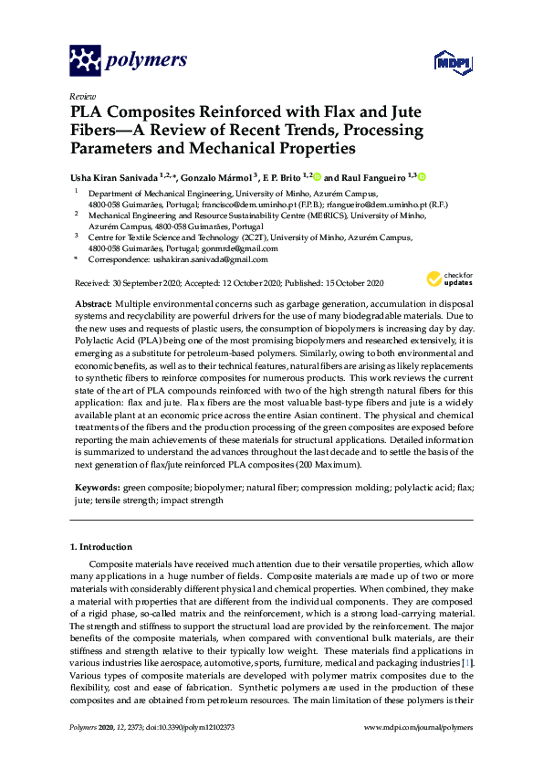 (PDF) PLA Composites Reinforced with Flax and Jute Fibers—A Review of ...