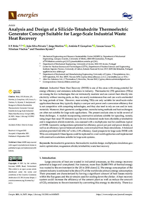(PDF) Analysis and Design of a SilicideTetrahedrite Thermoelectric