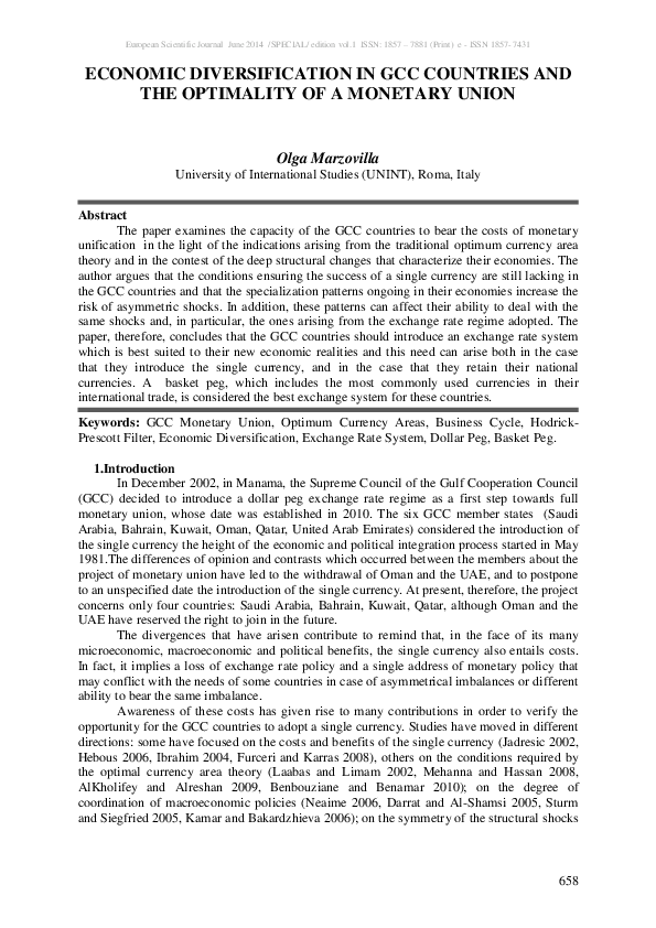 (PDF) Economic Diversification in GCC Countries and the Optimality of a ...