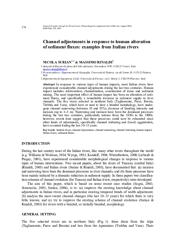 (PDF) Channel adjustments in response to human alteration of sediment ...