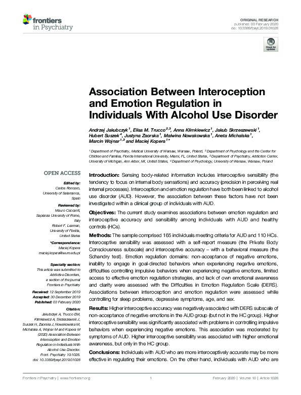 (PDF) Association Between Interoception and Emotion Regulation in ...