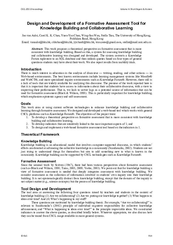(PDF) Design and Development of a Formative Assessment Tool for ...