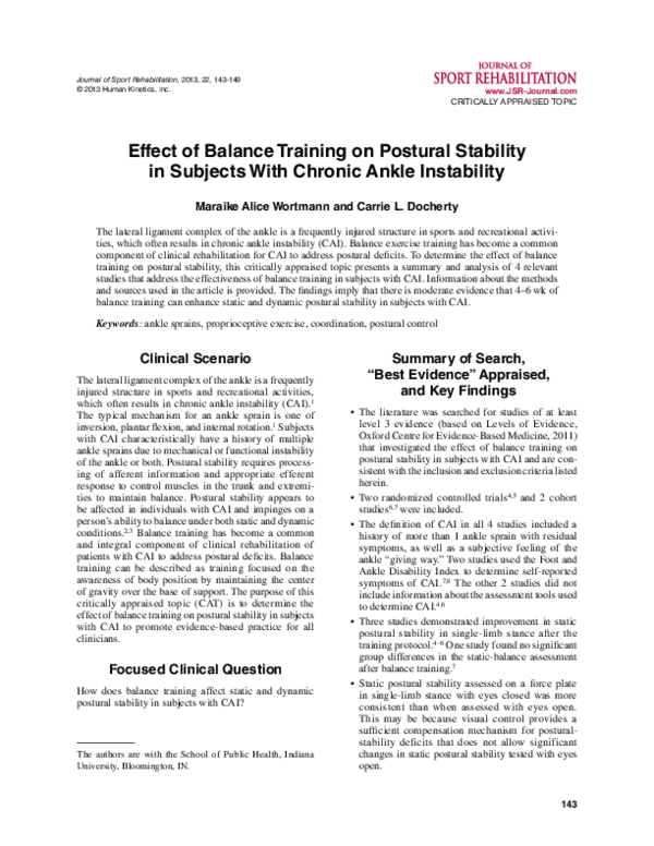 (PDF) Effect of balance training on postural stability in subjects with ...