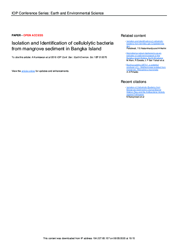 (PDF) Isolation and Identification of Cellulolytic Bacteria from the ...
