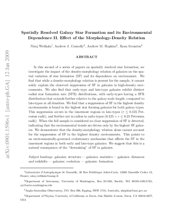 (PDF) Spatially Resolved Galaxy Star Formation and Its Environmental ...