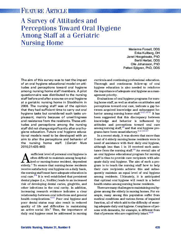 (PDF) A Survey of Attitudes and Perceptions Toward Oral Hygiene Among ...