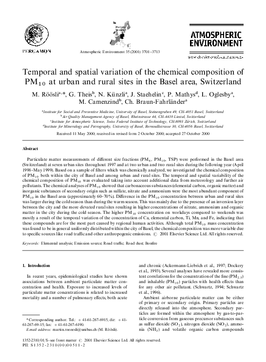 (PDF) Temporal and spatial variation of the chemical composition of ...