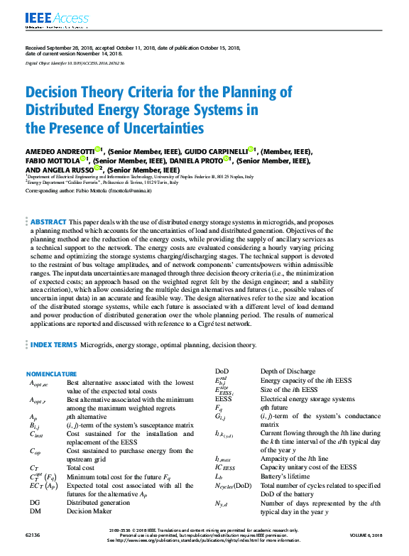 (PDF) Decision Theory Criteria for the Planning of Distributed Energy ...
