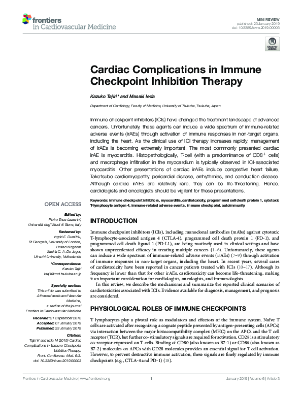 (PDF) Cardiac Complications in Immune Checkpoint Inhibition Therapy