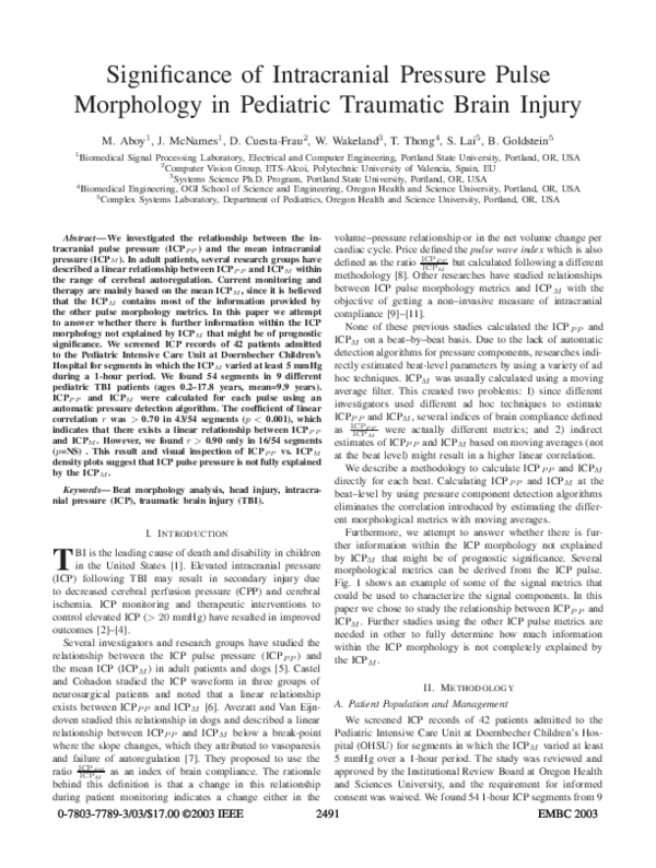 (PDF) Significance of intracranial pressure pulse morphology in ...