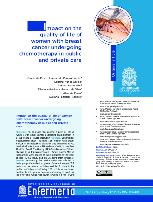 (PDF) Impact on the quality of life of women with breast cancer ...