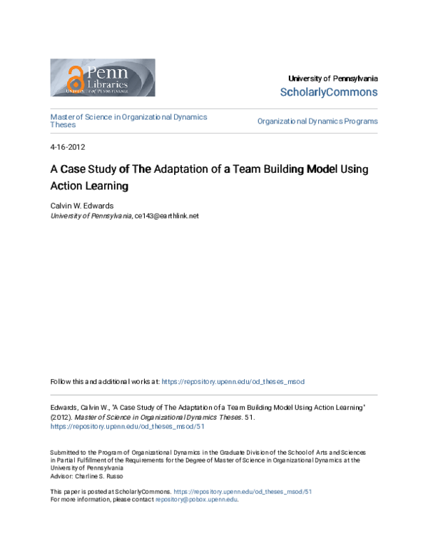 (PDF) A Case Study of The Adaptation of a Team Building Model Using ...