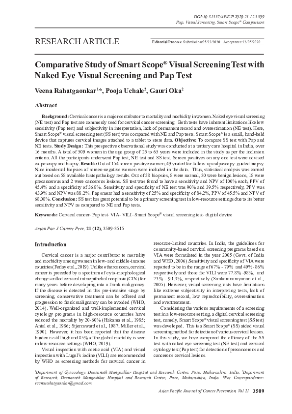 (PDF) Comparative Study of Smart Scope® Visual Screening Test with ...