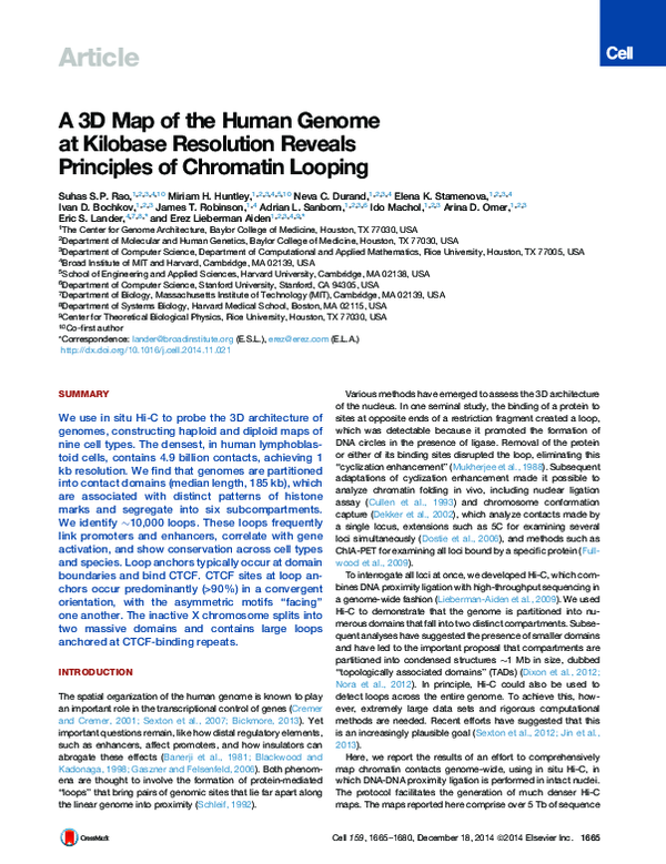 (PDF) A 3D Map of the Human Genome at Kilobase Resolution Reveals ...