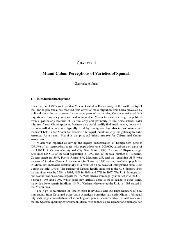 (PDF) Miami Cuban perceptions of varieties of Spanish Gabriela G