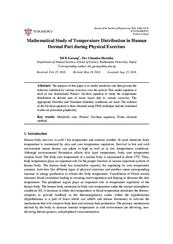 (PDF) Mathematical Study of Temperature Distribution in Human Dermal ...