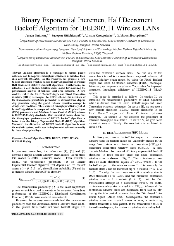 (PDF) Binary Exponential Increment Half Decrement backoff algorithm for ...