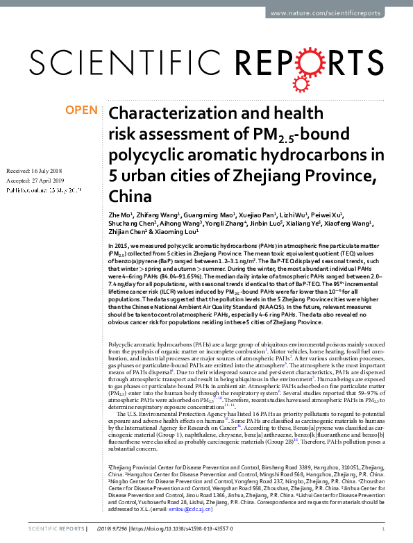 (PDF) Characterization and Health Risk Assessment of Volatile Organic ...