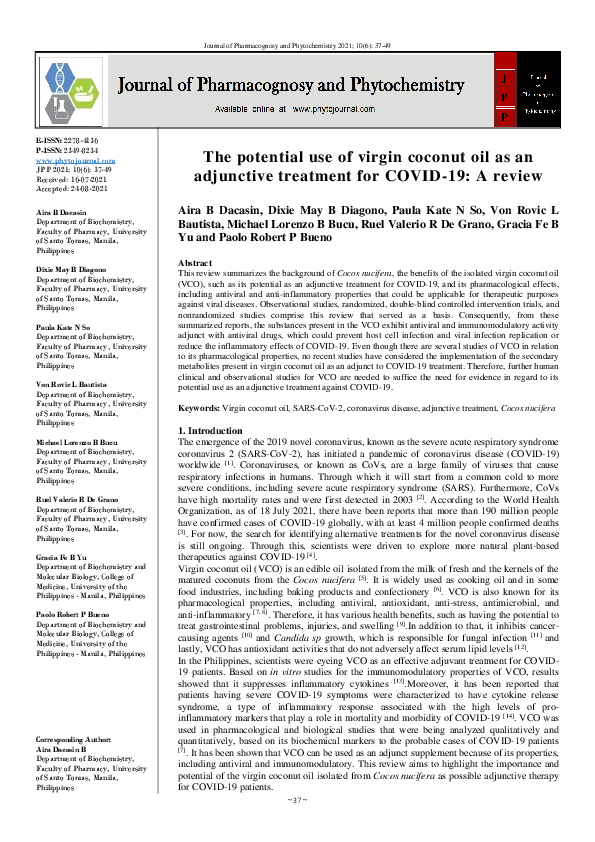 (PDF) The potential use of virgin coconut oil as an adjunctive ...