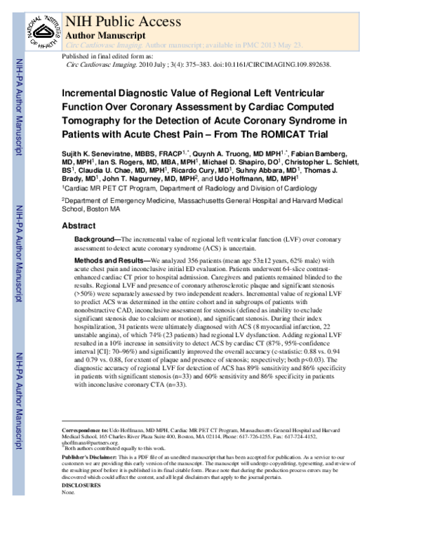 (PDF) Incremental Diagnostic Value of Regional Left Ventricular ...