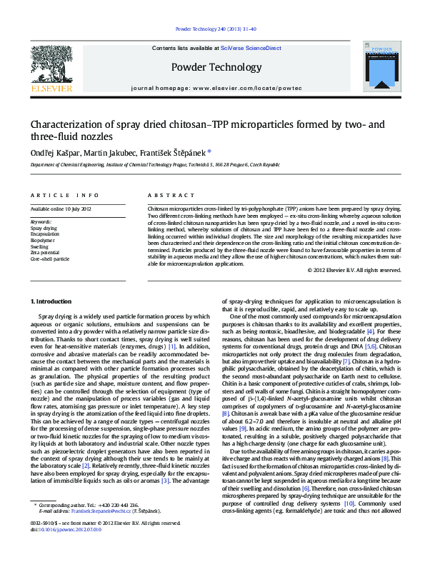 (PDF) Characterization of spray dried chitosan-TPP microparticles ...