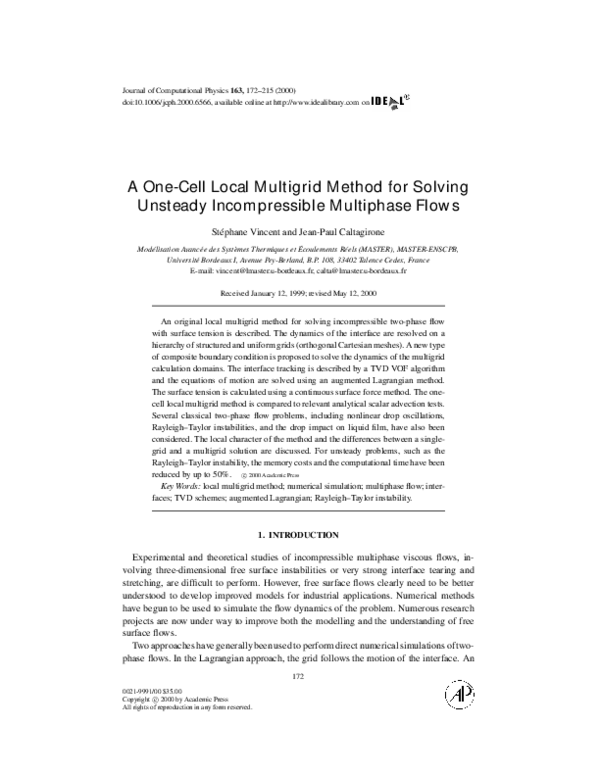 (PDF) A One-Cell Local Multigrid Method for Solving Unsteady ...