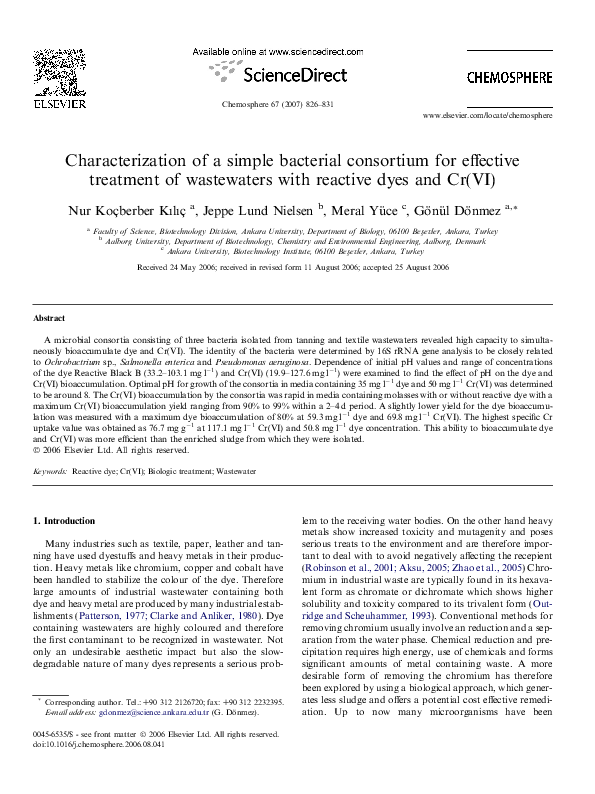 (PDF) Characterization of a simple bacterial consortium for effective ...